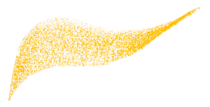 Separate yellow crayon brush strokes on transparent background.