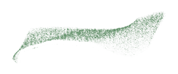 Separate green crayon brush strokes on transparent background.