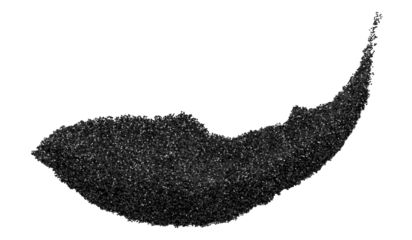 Black diamond powder isolated on transparent background.