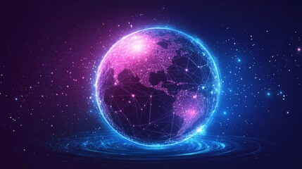 Fototapeta premium Glowing Digital Earth Network Connection
