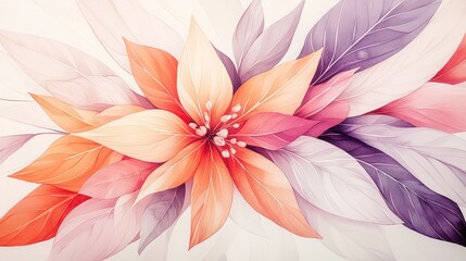Fototapeta premium Watercolor Floral Art Pastel Hues Blooming Flowers Artistic Botanical Illustration