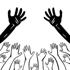 Obraz premium The Big Hand of Great Power and Our Small Hands