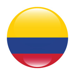 Colombia circle flag. Button flag icon. Standard color. Circle icon flag. 3d illustration. Computer illustration. Digital illustration. Vector illustration.