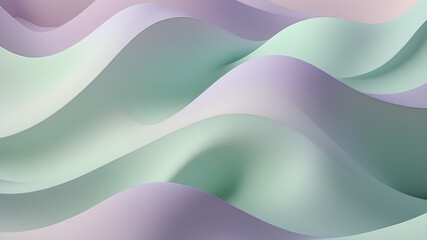 Obraz premium A soft, pastel-colored gradient that transitions smoothly from lavender to mint green, evoking a sense of calm and tranquility, with gentle waves forming abstract shapes across the surface