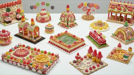 Naklejka premium Intricate candy architecture display
