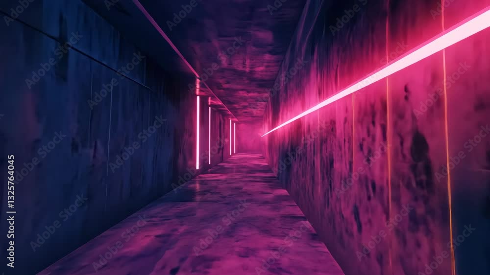Aufkleber futuristic neon tunnel with glowing lights creating a dynamic perspective shift