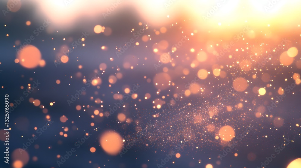 Poster a blurry background showing shimmering bokeh light particles spreading