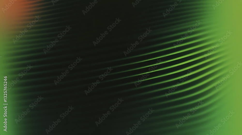 Poster abstract green lines and gradients flowing across a dark background