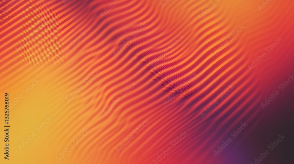 Poster gradient lines create flowing forms in shades of orange and red