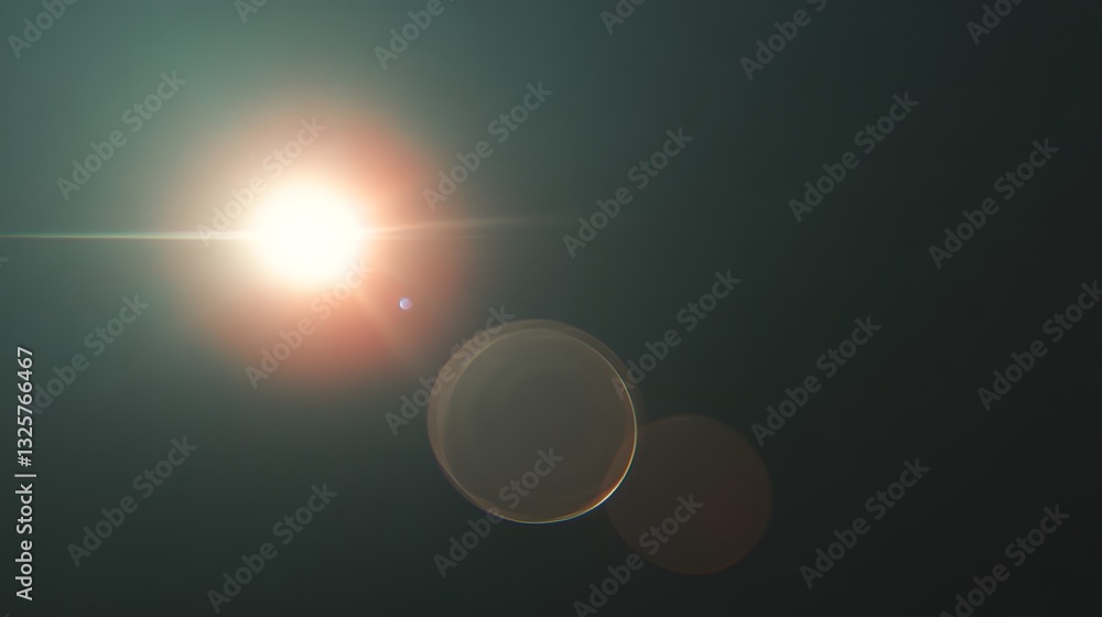 Poster bright solar flare illuminating background with soft diffused circular light