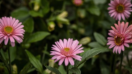 Obraz premium Vibrant pink flowers blooming beautifully in a lush garden under bright sunny skies in springtime