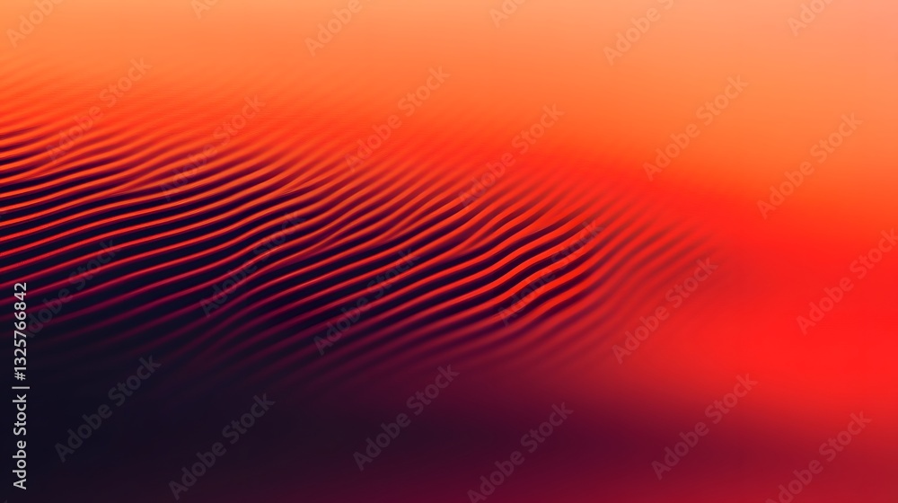 Poster abstract wavy lines with color gradients and gradients in a red palette