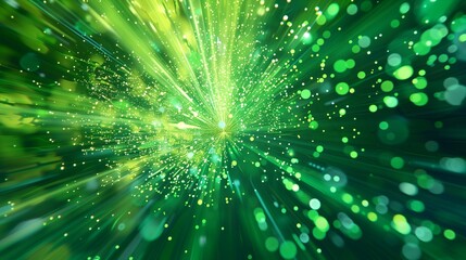 an excited abstract illustration of vibrant green bursts