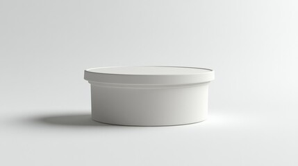 Blank round paper food packaging box with lid isolated on white background