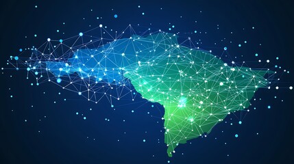 Abstract polygonal map of South America.