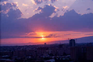 sunset over the city