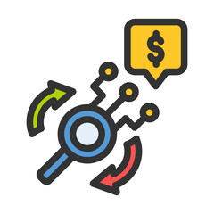 magnifying glass economy electronic business analytic filled style