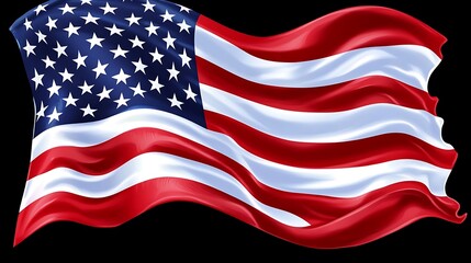 Fototapeta premium Waving American Flag on Black Background