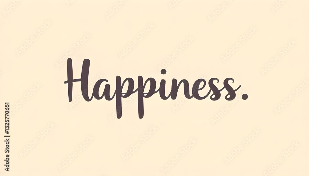 Poster a minimalist design featuring a single word, 'happiness,' in a bold and cheerful font
