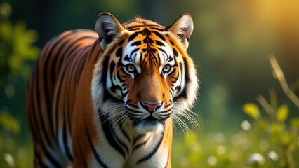 Fototapeta premium A majestic tiger in a natural setting, perfect for a tiger wallpaper.