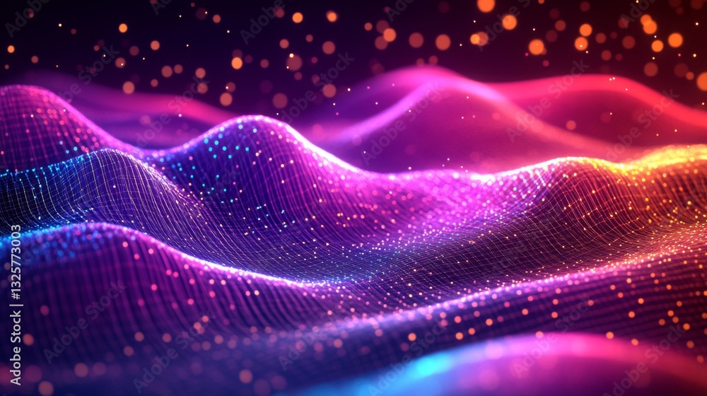 Aufkleber abstract colorful glowing particle waves background