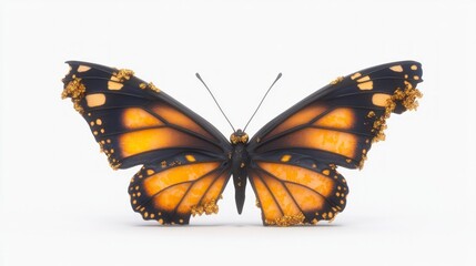 Obraz premium Golden Glitter Butterfly Stained Glass Insect Art 3D Render