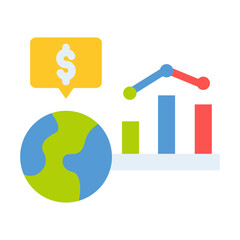 world economy graph business analytic flat style
