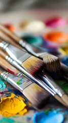 Obraz premium Colorful Paintbrushes and Palette