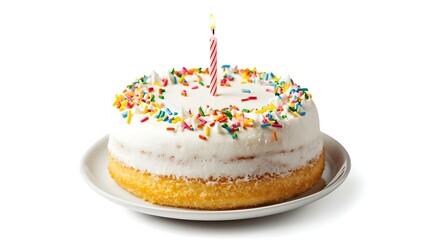 Birthday cake with a single candle