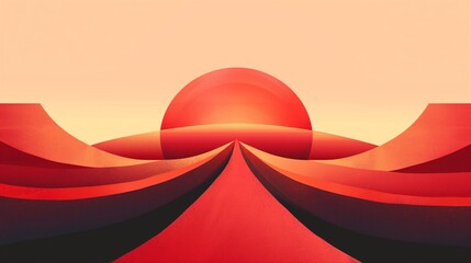 an optimistic abstract design of upward red arcs