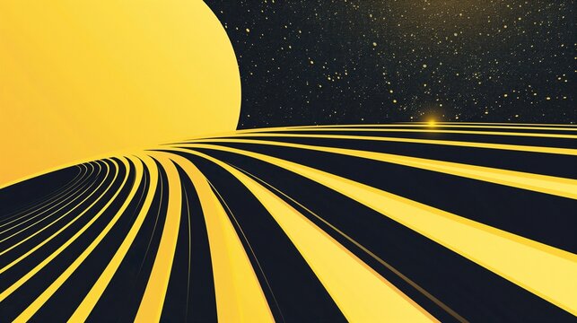 an optimistic abstract design of upward yellow arcs