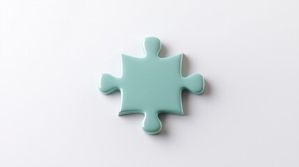 Fototapeta premium Single Teal Puzzle Piece Solution Logic 3D Render
