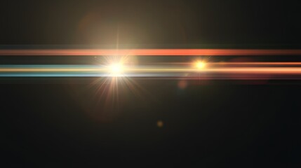 Bright lights shine with colorful streaks across the dark background