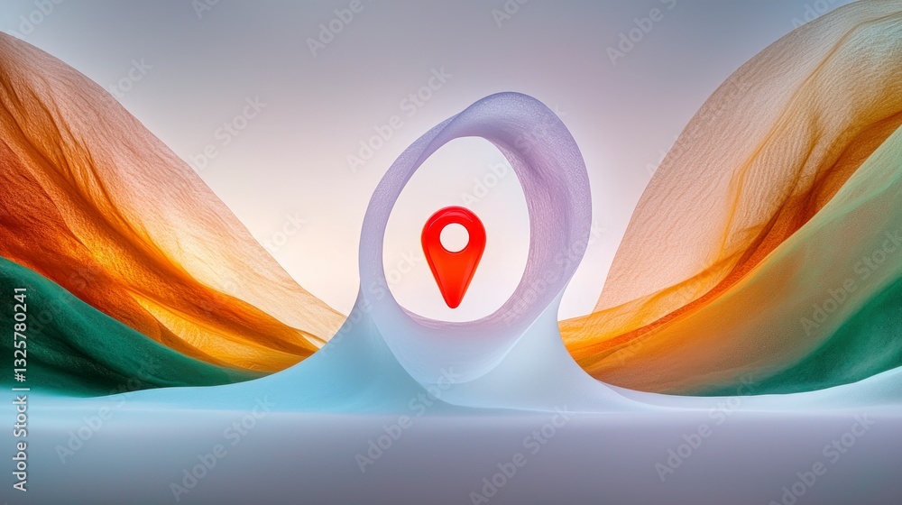 Poster 3d red location pin abstract map navigation icon