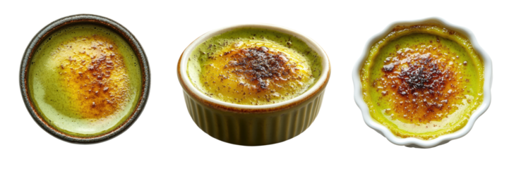 Delicious crème brûlée served in three elegant ramekins.