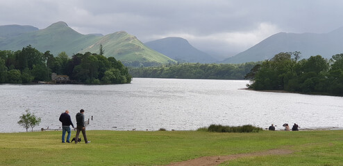 Landscape of  the Derwent Water from Crow Park, Keswick, Lake District National Park, Cumbria, England