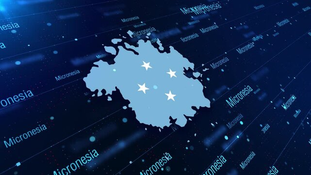 Micronesia Country Map And Name Displayed On A Modern Dark Background. Map Of Micronesia