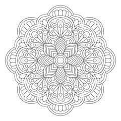 Black line art for a mandala on a white background, vector file