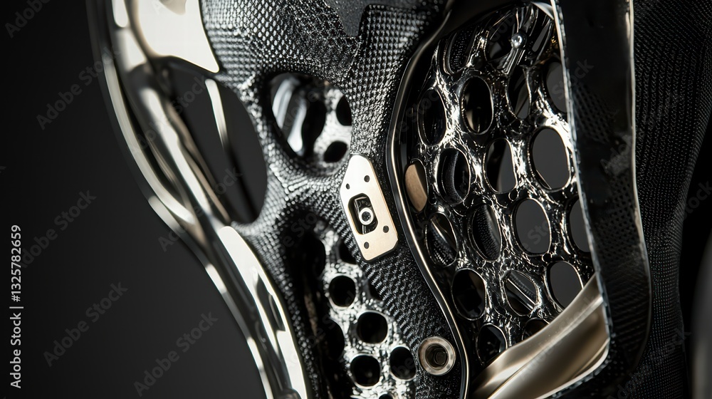 Poster intricate design: unveiling a complex structure of a component, highlighted with precision in a high