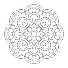 Blossoming enigmatic mandala coloring book page, vector file