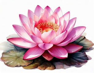 Pink Water Lily: A Delicate Watercolor Botanical Illustration