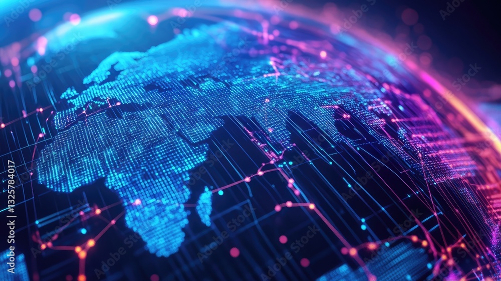 Aufkleber vibrant digital globe with network connections and data visualization