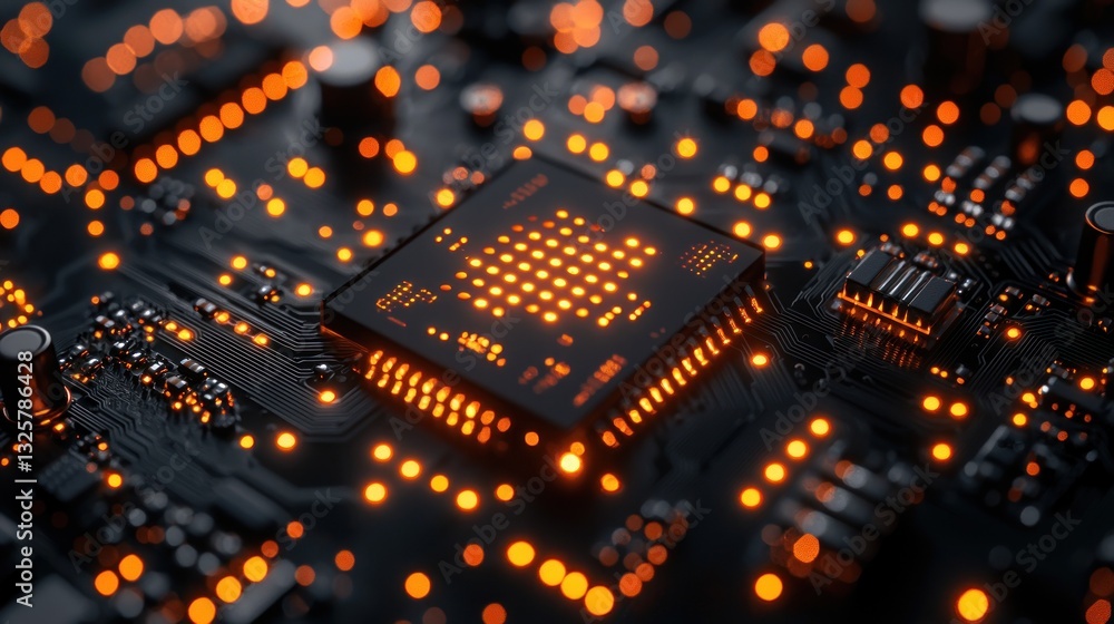 Aufkleber illuminated cpu on circuit board.