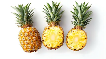 Tasty fresh raw pineapple on white background