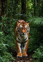 Powerful Tiger in Rainforest
