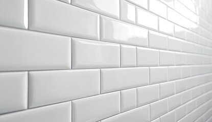 White Subway Tile Wall Perspective