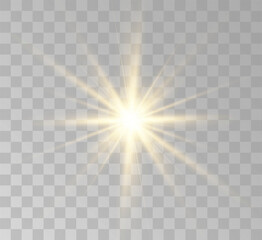 Transparent yellow sunlight special lens flash light effect. Front solar flare lenses	