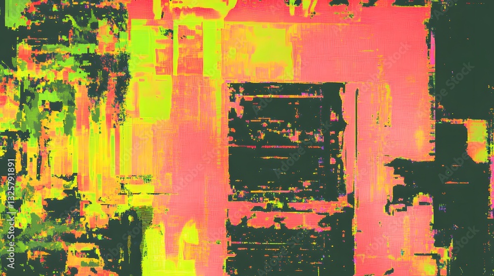 Aufkleber Abstract Composition Featuring Rectangular Forms And Vivid Color Combinations