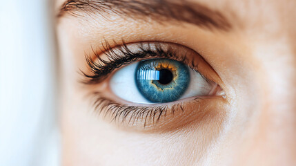 Close-Up of a Blue Eye with Intricate Iris Details