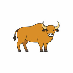 vector illustration of cartoon buffalo
